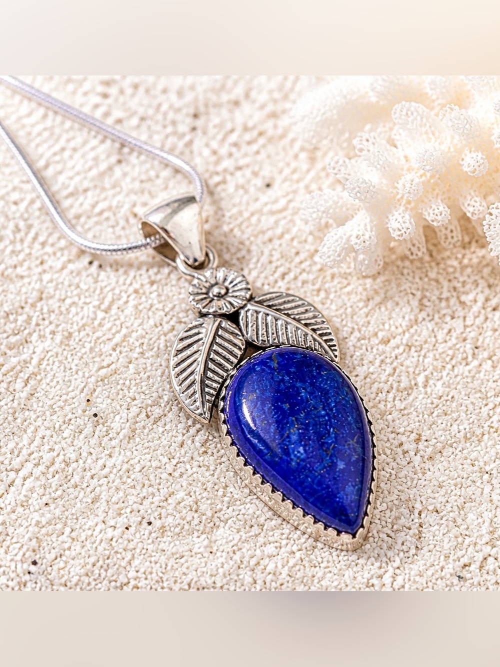 NEW! Lapis & 925 Sterling Silver Necklace